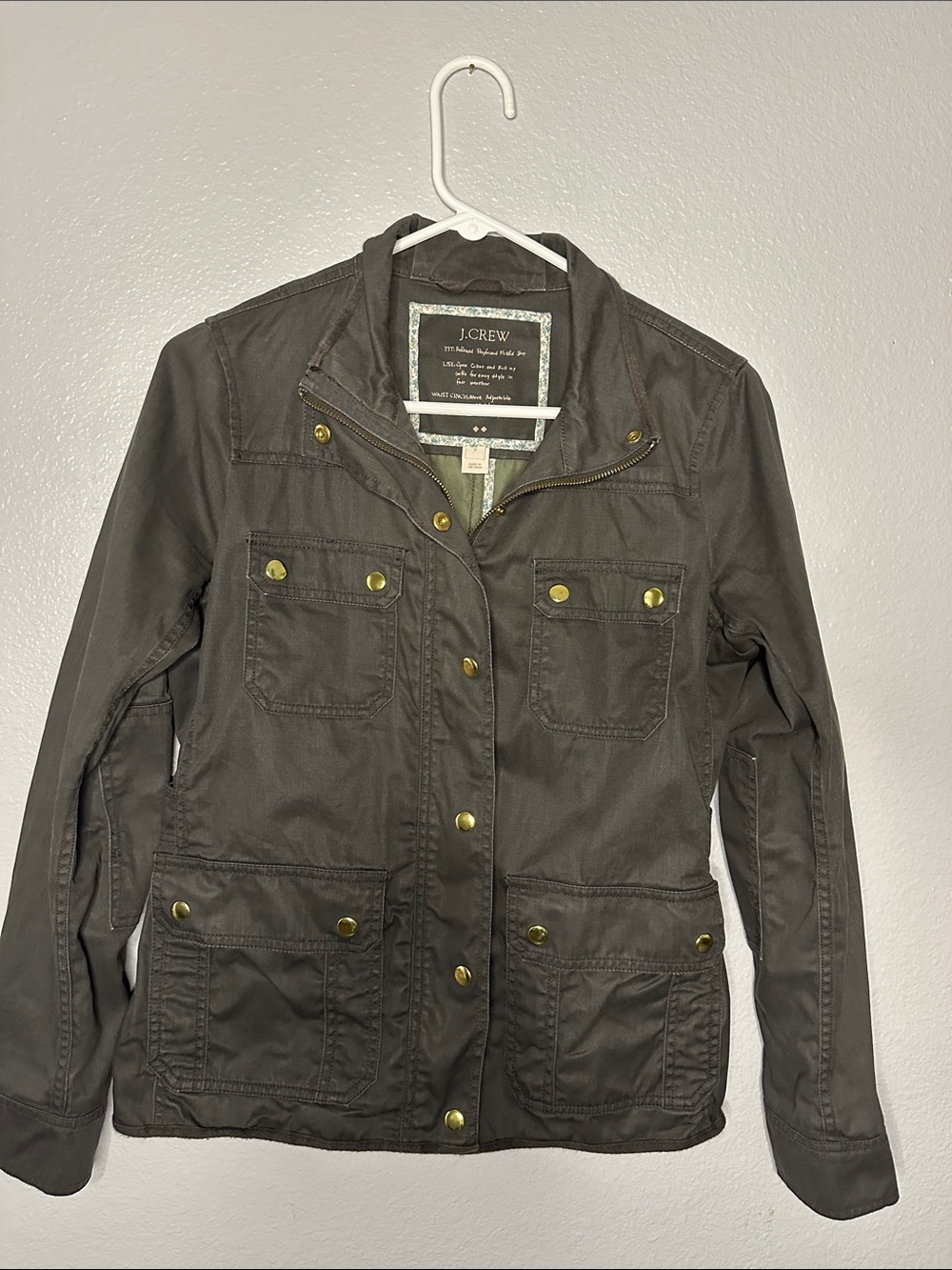 J. Crew Olive Green Utility Jacket with Brass Buttons